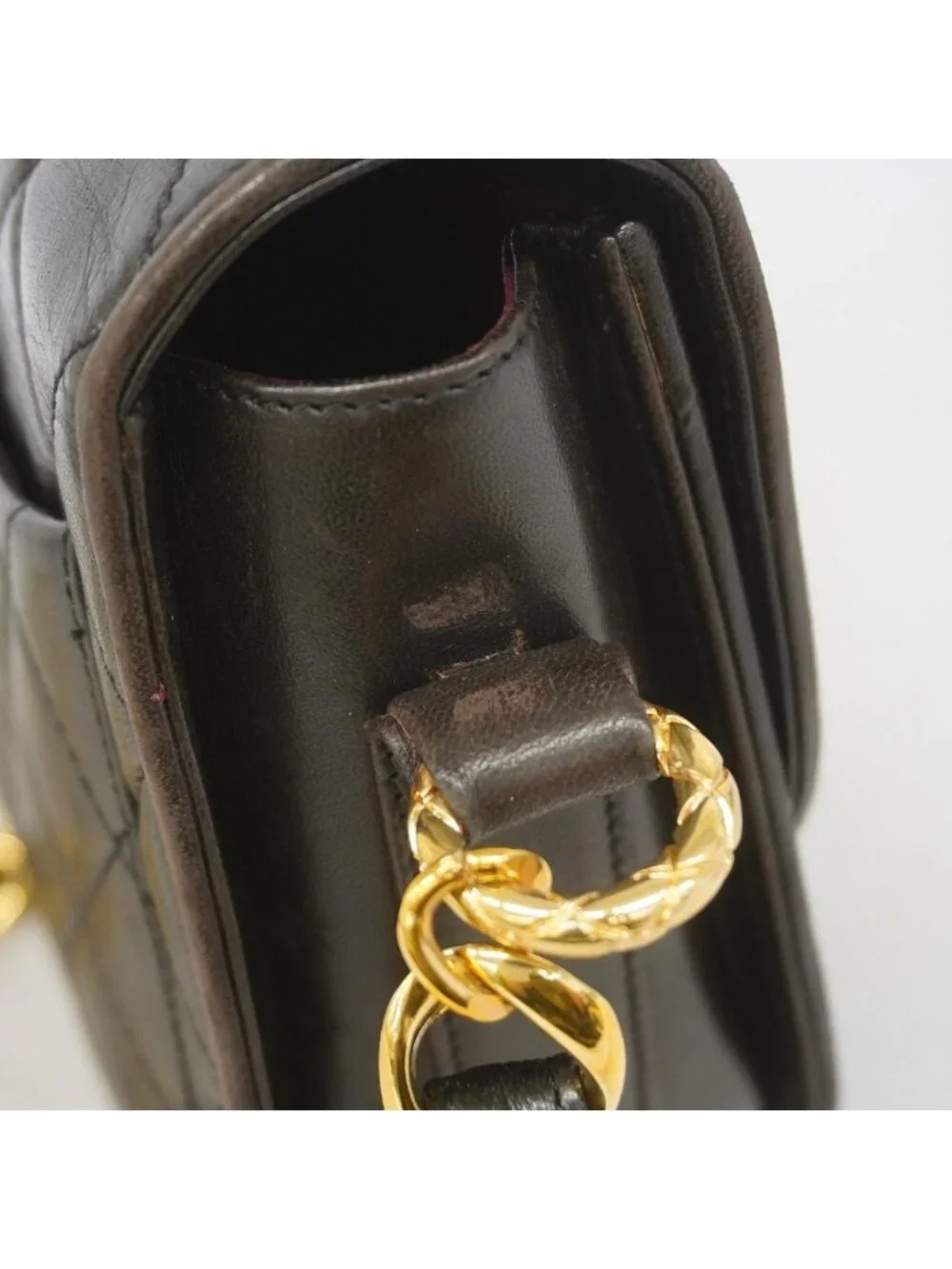 Chanel Shoulder Bag Quilted Lambskin Black Gold